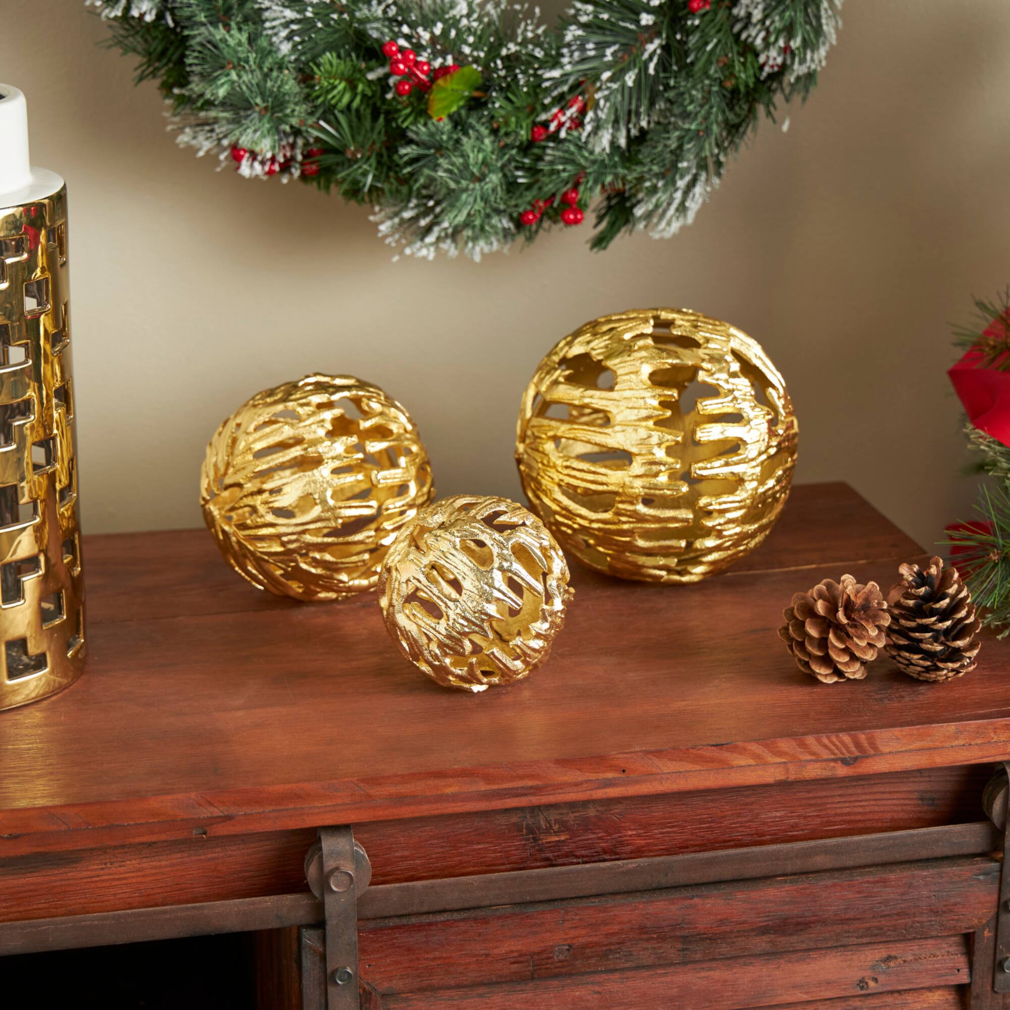 Aluminum Metallic Abstract Cutout Orbs Set